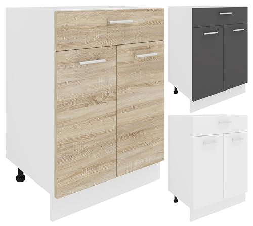 VCM Küchenschrank Breite 60 cm Schublade Unterschrank Küche Küchenmöbel Esilo Weiß von VCM