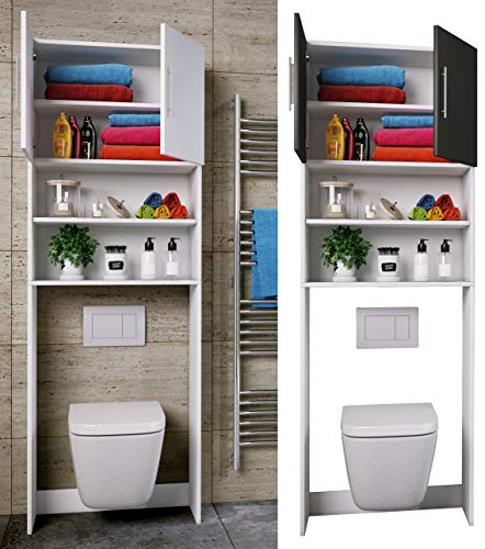 VCM Holz WC Toilette Regal | Toilettenüberbau | Überbauschrank | Wandschrank | Maße ca. B. 64 x H. 190 x T. 25 cm - Totas von VCM