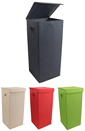 VCM Wäschekorb Stoff Wäschebox Wäschetruhe Wäschesammler Stoffbox Deckel Dreso L Rot von VCM