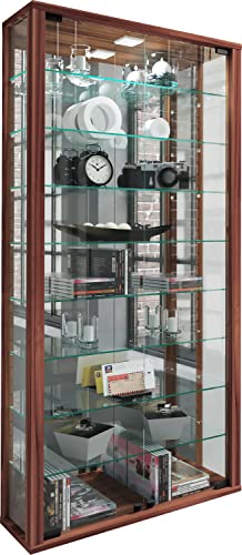 VCM Wandvitrine Hängevitrine Glasvitrine Vitrine Glas Vitrosa Maxi Spiegel Kern-Nussbaum von VCM