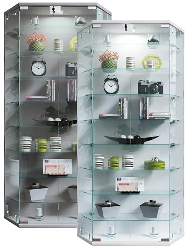 VCM Wandvitrine Hängevitrine Glasvitrine Wand Schaukasten Vitrine Glas Benila XL Weiß von VCM