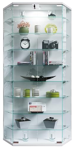 VCM Glasvitrine hängend | Vitrine Glas mit ESG-Sicherheitsglas | Maße ca. H. 114 x B. 83 x T. 17 cm | Hängevitrine Glas | Modern und platzsparend | Glas Vitrinenschrank - Benila XL von VCM