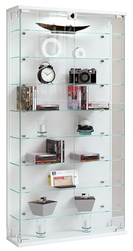 VCM Glasvitrine hängend | Vitrine Glas mit ESG-Sicherheitsglas | Maße ca. H. 114 x B. 59 x T. 17 cm | Hängevitrine Glas | Modern und platzsparend | Glas Vitrinenschrank - Relas L von VCM