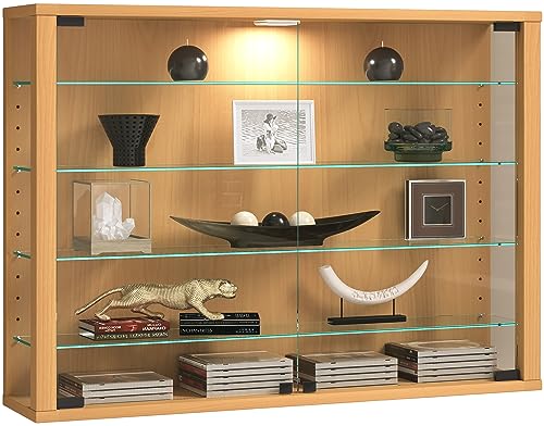 VCM Glasvitrine hängend | Vitrine Glas mit ESG-Sicherheitsglas | Maße: H. 60 x B. 83 x T. 18 cm | Hängevitrine Glas | Modern und platzsparend | Glas Vitrinenschrank - Vitrosa L von VCM