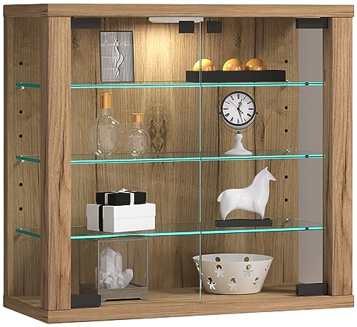 VCM Glasvitrine hängend | Vitrine Glas mit ESG-Sicherheitsglas | Maße: H. 40 x B. 43 x T. 18 cm | Hängevitrine Glas | Modern und platzsparend | Glas Vitrinenschrank - Vitrosa S von VCM