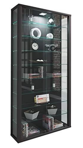 VCM Glasvitrine hängend | Vitrine Glas mit ESG-Sicherheitsglas | Maße: H. 114 x B. 59 x T. 18 cm | Hängevitrine Glas | Modern und platzsparend | Glas Vitrinenschrank - Vitrosa Maxi von VCM