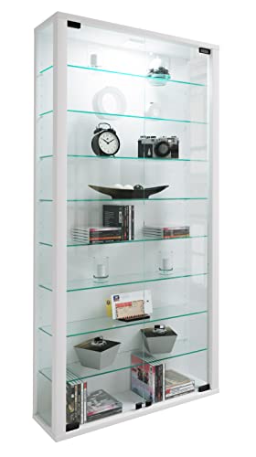 VCM Glasvitrine hängend | Vitrine Glas mit ESG-Sicherheitsglas | Maße: H. 114 x B. 59 x T. 18 cm | Hängevitrine Glas | Modern und platzsparend | Glas Vitrinenschrank - Vitrosa Maxi von VCM