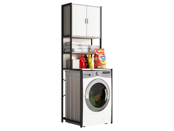 VCM Waschmaschinenumbauschrank Waschmaschine Toilette Überbau Schrank Edino, weiß, Weiß von VCM