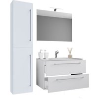 VCM Waschplatz Badinos 80 cm Spiegel & Hochschrank 4-tlg. Weiß von VCM