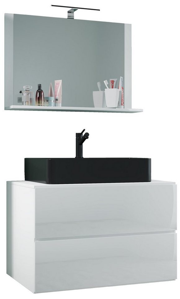 VCM Waschtisch 3-tlg Waschtisch Badmöbel Lendas 80 cm M Schublade von VCM