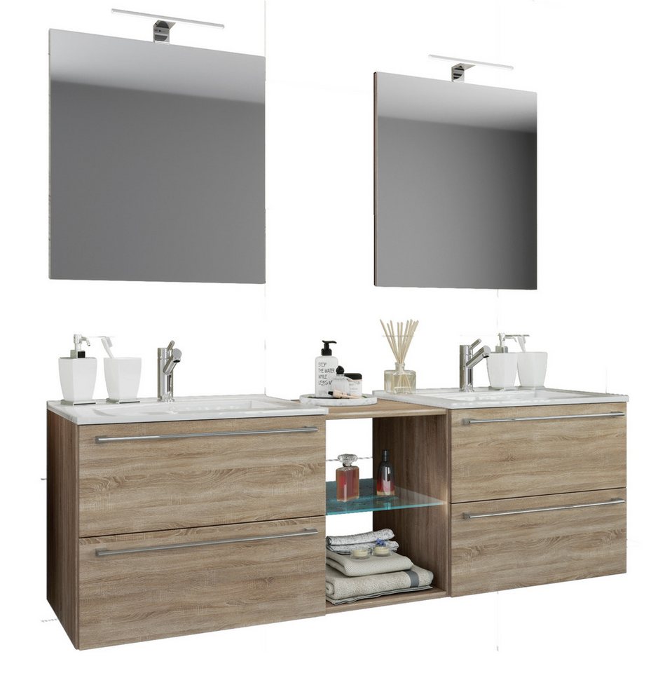 VCM Waschtisch 3-tlg. Doppel Waschplatz Waschtisch Badinos XXL VCM Waschtisch 3-tlg. Doppel Waschplatz Waschtisch Badinos XXL von VCM