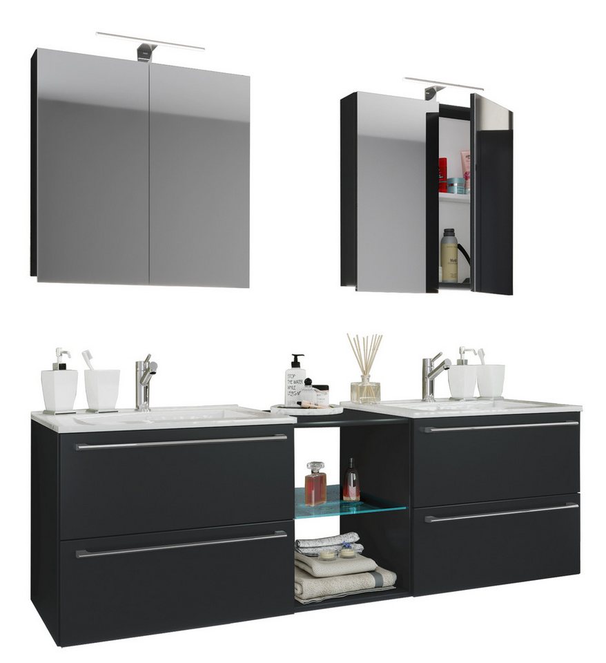 VCM Waschtisch 3-tlg. Doppel Waschplatz Waschtisch Badinos XXL von VCM