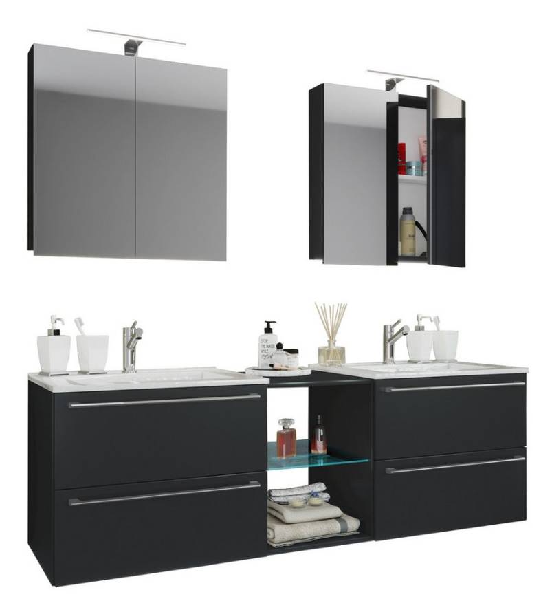 VCM Waschtisch 3-tlg. Doppel Waschplatz Waschtisch Badinos XXL von VCM