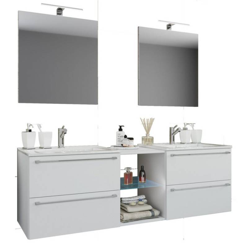 VCM Waschtisch 3-tlg. Doppel Waschplatz Waschtisch Badinos XXL von VCM