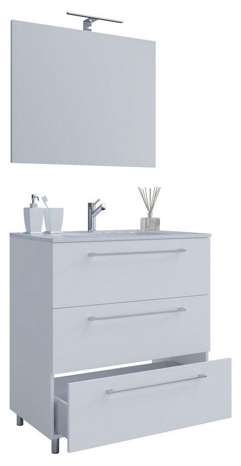 VCM Waschtisch 3-tlg. Waschplatz Waschtisch Badinos Schublade 3SP von VCM