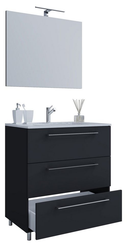 VCM Waschtisch 3-tlg. Waschplatz Waschtisch Badinos Schublade 3SP von VCM
