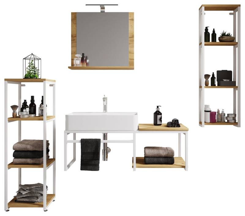 VCM Waschtisch 5-tlg. Waschtisch Badmöbel Waschbecken Bitila 100 von VCM