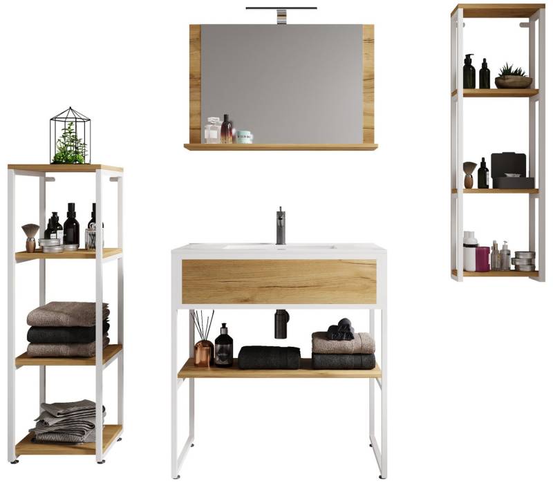 VCM Waschtisch 5-tlg. Waschtisch Badmöbel Waschbecken Bitila 80 von VCM