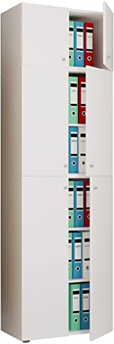 VCM XXL Büroschrank mit 5 Fächern und einem Aufsatz | moderner Aktenschrank mit Drehtüren | Maße ca. H. 223 x B. 70 x T. 39 cm – Lona 5-Fach von VCM