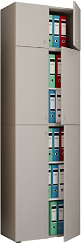 VCM XXL Büroschrank mit 5 Fächern und einem Aufsatz | moderner Aktenschrank mit Drehtüren | Maße ca. H. 223 x B. 70 x T. 39 cm – Lona 5-Fach von VCM