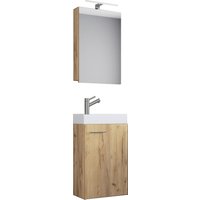 my bath Gäste-Waschplatz "Norma" mit Spiegelschrank / Honig-Eiche von VCM