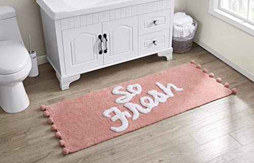 VCNY Home | Fresh Collection | Badteppich – Ultra Plüsch Pom Pom Flor – Optimale Saugfähigkeit für Badezimmer, 61 x 152,4 cm, Blush von VCNY Home