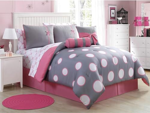 VCNY Home Sophie Bett-in-a-Bag-Bettdecken-Set mit Punkten, Grau/Rosa, 10-teilig VCNY Home Sophie Bett-in-a-Bag-Bettdecken-Set mit Punkten, Grau/Rosa, 10-teilig von VCNY Home