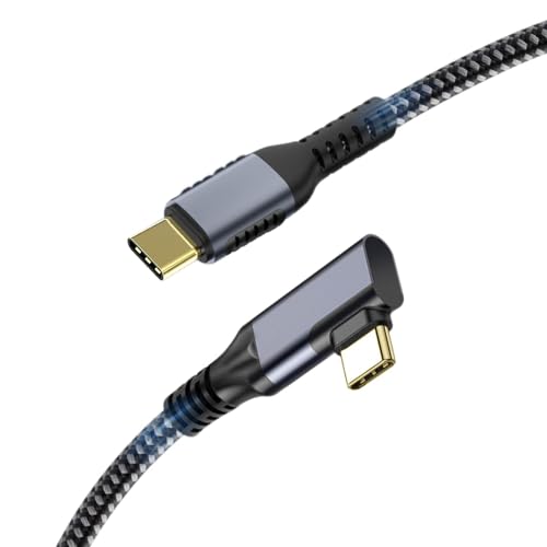 VCOM Rechtwinkliges USB4-Kabel für Thunderbolt 4/3, unterstützt 240W PD-Laden, 40Gbps Datenübertragung, 8K@60Hz oder Dual 4K@60Hz Video, kompatibel mit MacBook Pro/iPad Pro/Monitor/Docking (1,2 Meter) von VCOM
