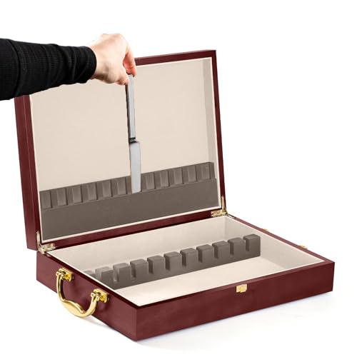 VCQIEO Besteck-Aufbewahrungsbox aus Holz mit Deckel, Braun von VCQIEO
