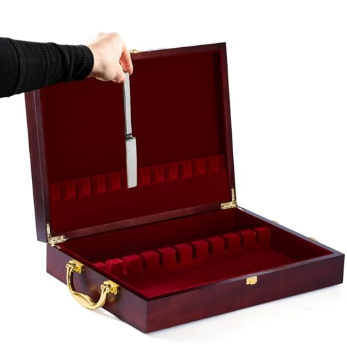VCQIEO Besteck-Aufbewahrungsbox aus Holz mit Deckel, Rot VCQIEO Besteck-Aufbewahrungsbox aus Holz mit Deckel, Rot von VCQIEO