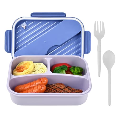 VCRANONR Brotdose Mit Fächern, 1250ML Lunchbox Erwachsene, Mikrowellen Brotzeitbox mit 3 Fächern Kühlschränke Brotdose Lunchbox Küche für kleine Snacks&Reste Brotdosen Spülmaschinenfest Frühstücksbox von VCRANONR