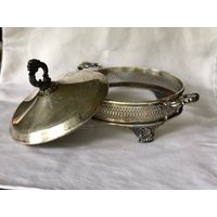 Vintage Versilberter Duo Server Mit Deckel, Fb Rogers Silver Co., Art Deco, #258 von VCRVintageShop