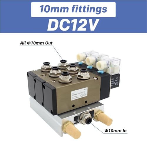 4V410-15 2 Positions 5 Way Quadruple Solenoid Valve Aluminum Base Fitting Mufflers Set 3 4 5 Stations DC24V 12V AC220V AC110V(3 Stations) von VCSKPHBZZ