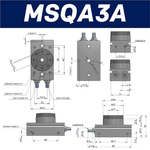 Type Pneumatic Rotary Cylinder double acting air table actuator MSQB1A MSQB2A MSQB3A MSQB7A MSQA1A MSQA2A MSQA3A MSQA7A(MSQA3A) von VCSKPHBZZ
