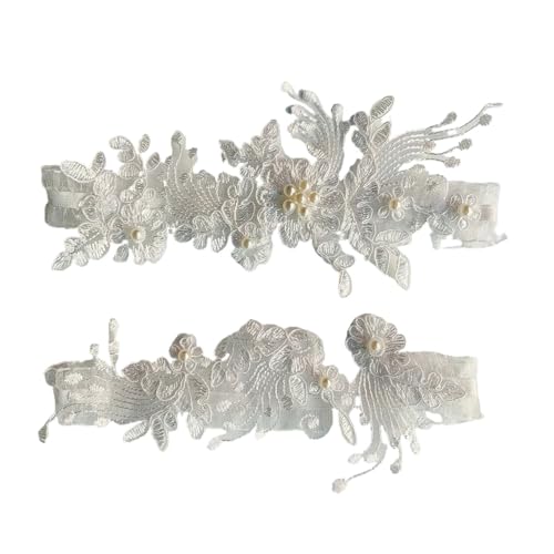 Braut Hochzeits-Strumpfband Hochzeit Strumpfband Bestickte Blume Perle Sexy Strumpfband FüR Hochzeiten, Partys Und Abendessen(WHITE) von VCSZYAFX