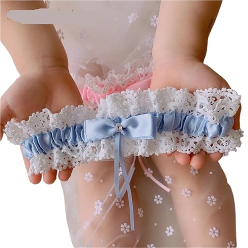 Braut Hochzeits-Strumpfband Hochzeit Strumpfband Bogen Bein Ring Weiche Sexy Spitze Strumpfband FüR Hochzeiten, Partys Und Abendessen(Blue) von VCSZYAFX