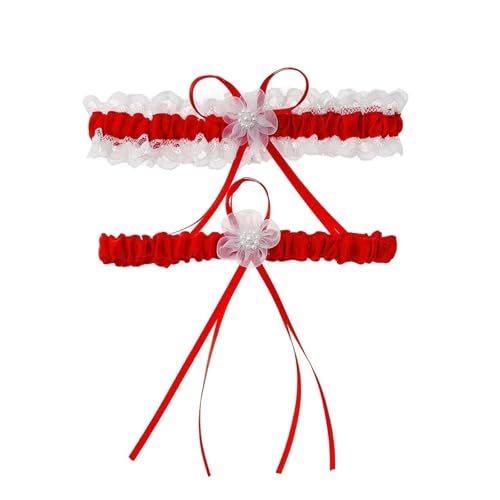Braut Hochzeits-Strumpfband Hochzeitsstrumpfband mit Blumen und Perlenband, Brautaccessoires, floraler elastischer Beinring FüR Hochzeiten, Partys Und Abendessen(Color2) von VCSZYAFX