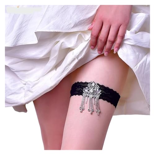 Braut Hochzeits-Strumpfband Strass Braut Strumpfband Quaste Hochzeit Bein Strap Stretch Spitze Oberschenkel Dekoration FüR Hochzeiten, Partys Und Abendessen(Color4) von VCSZYAFX