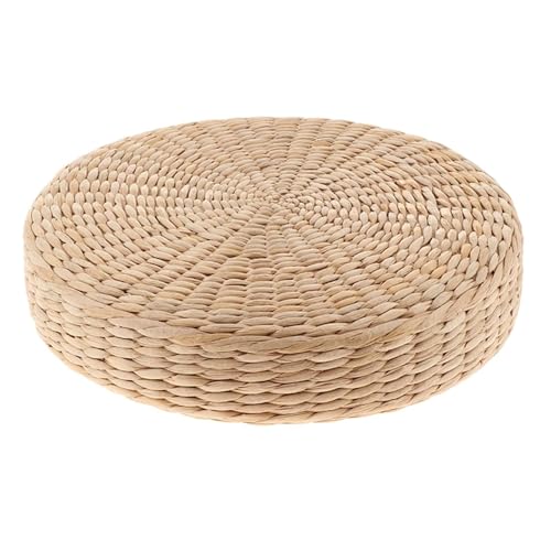 VCSZYAFX 30 cm * 30 cm handgewebtes rundes Strohkissen Tatami-Kissen FüR Yoga, Wohnzimmer, Balkon(Height 5CM) von VCSZYAFX