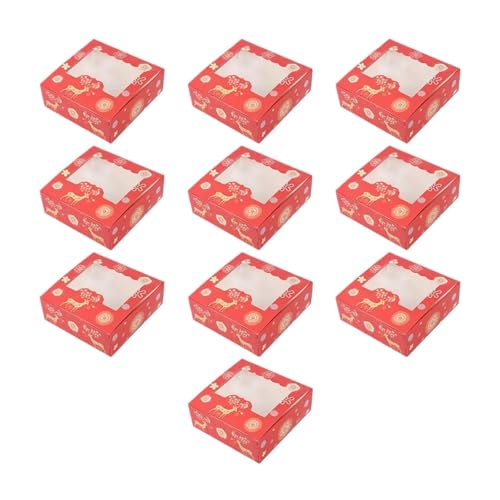 VCSZYAFX Kuchenbox 10 Stück Keksbox mit Sichtfenster for Süßigkeiten, Schokolade, Kekse, Verpackung, Party-Leckerli-Box FüR Hochzeit, Geburtstagsfeier, Familienfeiern(Color A) von VCSZYAFX