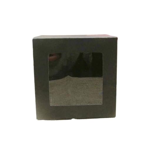 VCSZYAFX Kuchenbox 10 Stück Weiße/Schwarze/Kraftpapier-Box Mit Durchsichtiger Fenster-Papier-Fenster-Verpackungsbox FüR Hochzeit, Geburtstagsfeier, Familienfeiern(Black,9x9x9cm) von VCSZYAFX