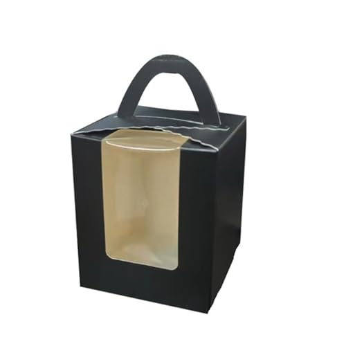 VCSZYAFX Kuchenbox 10 Stück einzelne Cupcakes-Behälter mit Fenstereinsätzen und Griff for Hochzeits-Süßigkeitenboxen FüR Hochzeit, Geburtstagsfeier, Familienfeiern(Black) von VCSZYAFX