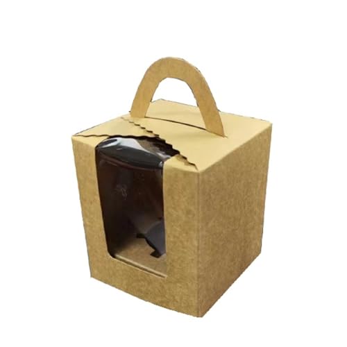 VCSZYAFX Kuchenbox 10 Stück einzelne Cupcakes-Behälter mit Fenstereinsätzen und Griff for Hochzeits-Süßigkeitenboxen FüR Hochzeit, Geburtstagsfeier, Familienfeiern(Brown) von VCSZYAFX