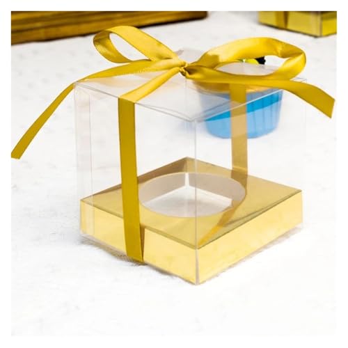 VCSZYAFX Kuchenbox 12 stücke Dessert Kuchen Boxen Transparente Verpackung Box Party Valentinstag Hochzeit Dekorieren Verpackung Boxen FüR Hochzeit, Geburtstagsfeier, Familienfeiern(B-Gold) von VCSZYAFX
