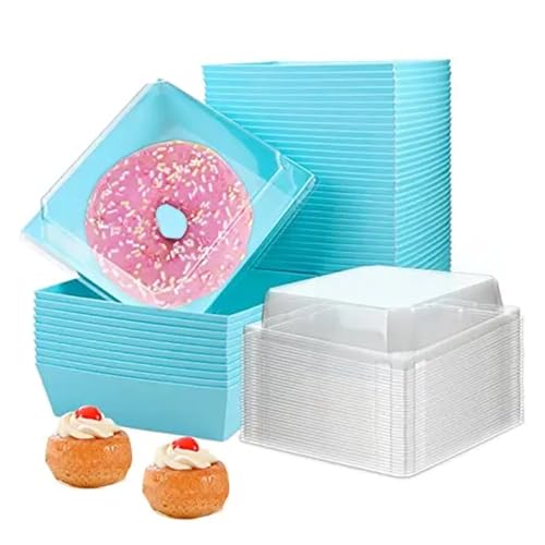 VCSZYAFX Kuchenbox 30/60 Stück Papierbäckerei-Lebensmittelbehälter Keksbehälter Kuchenschachteln FüR Hochzeit, Geburtstagsfeier, Familienfeiern(Blue,60Pack) von VCSZYAFX