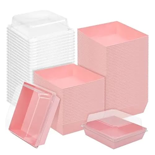 VCSZYAFX Kuchenbox 30/60 Stück Papierbäckerei-Lebensmittelbehälter Keksbehälter Kuchenschachteln FüR Hochzeit, Geburtstagsfeier, Familienfeiern(Pink,60Pack) von VCSZYAFX