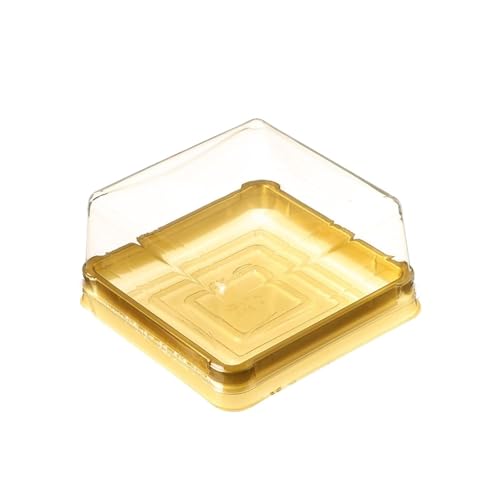 VCSZYAFX Kuchenbox 50 Stück Kunststoff quadratische Mondkuchenboxen Behälter goldene Verpackungsbox in verschiedenen Größen FüR Hochzeit, Geburtstagsfeier, Familienfeiern(Gold,M) von VCSZYAFX