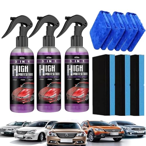 High Protection 3in1 Spray | 3 in 1 High Protection Spray | 3-in-1 hoher schutz schnelles auto-beschichtung spray | Auto Politur | Multi Functional Coating Renewal Agent (3Stück) von VCTKLN