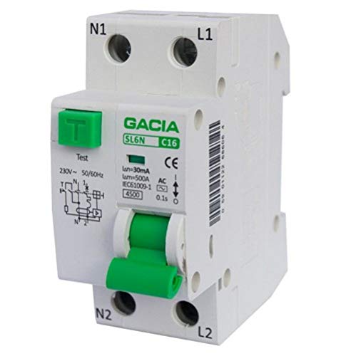 Differential mit Überstromelement - RCD - Differentialsicherung - SL6N - B25-1 Phase - 1P+N - 30mA - Typ AC - Schützt vor Stromschlag von VCX