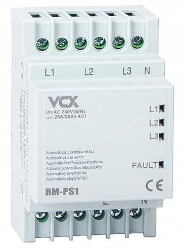 VCX Automatischer Phasenumschalter RM-PS1 3x230V+N 16A - Phasenrelais für unterbrechungsfreie Stromversorgung von VCX